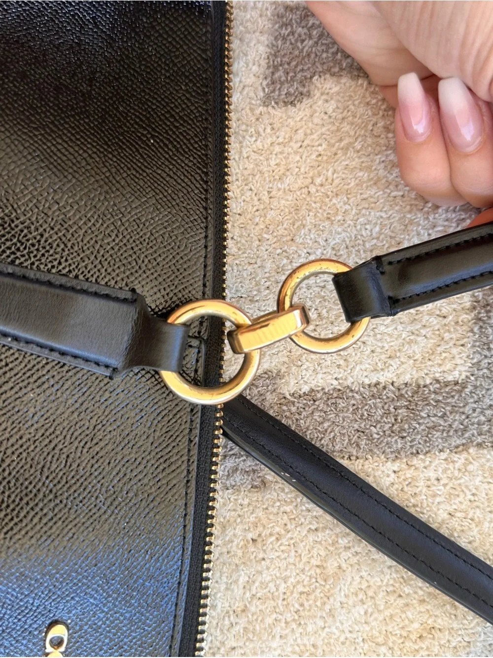 Coach Black Leather Tote with Gold Accents 2018 Ara tote